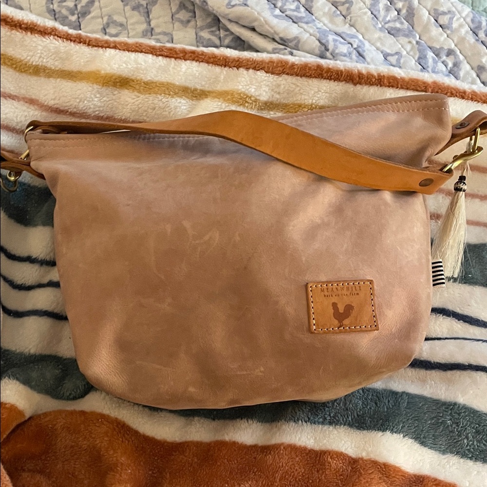 Meanwhile Back On The Farm Leather Shoulder Bag